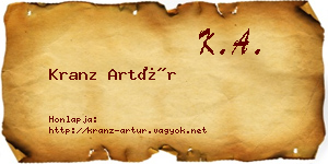 Kranz Artúr névjegykártya
